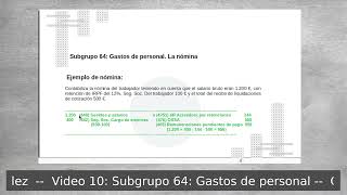 Video 10 Subgrupo 64 Gastos de personal [upl. by Ametaf824]