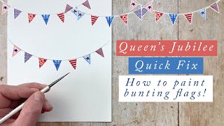 Paint the Queens Jubilee Bunting Flags in watercolour [upl. by Oznarol]