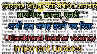 उत्तराखंड शिक्षक भर्ती  Uttarakhand Teachers vacancy updates  महत्वपूर्ण सूचना [upl. by Alecram]