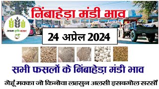 आज 24 अप्रेल 2024 के सभी फसलों के निंबाहेड़ा मंडी भावNimbahera mandi bhav today 24 April 2024 [upl. by Lontson]