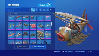 ALL Fortnite item ShopBattle Pass Bundle Pack amp FREE Gliders TRUMAnn Showcasing ALL 225 Gliders [upl. by Lana]