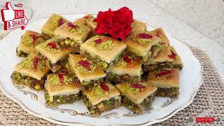 Namoura Stuffed With Pistachio Semolina Cake النمورة بالفستق الحلبي [upl. by Mixam]