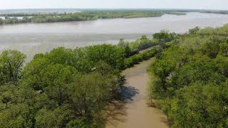 Drone footage shows Mississippi and Kaskaskia River flooding in Southern Illinois [upl. by Eldwon]