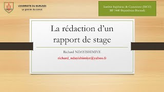 Comment rédiger le rapport de stage [upl. by Tryck583]