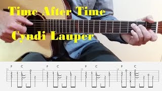 Time After Time  Cyndi Lauper  Fingerstyle guitar with tabs [upl. by Nottus623]