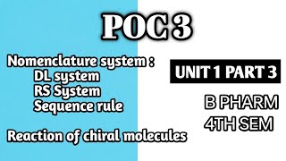 DL and RS System of nomenclature of optical isomers  Sequence rule  Reaction of chiral molecules [upl. by Eirehs]