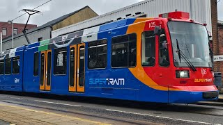 Sheffield SuperTram 105 From Middlewood To Meadowhall [upl. by Daukas]