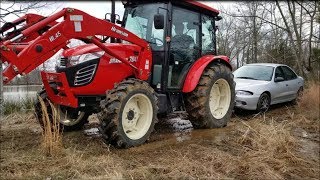 Trespassers on my land Branson tractor hauling car from pond dam [upl. by Sharona]