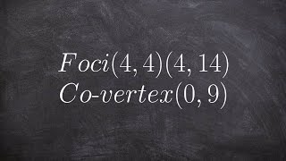 How to write the equation of an ellipse when given the foci and co vertex [upl. by Davidoff84]