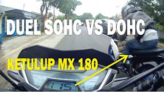 DUEL NEW MEGAPRO BORE UP 180CC VS NEW CB 150R [upl. by Palladin476]