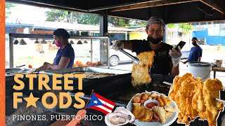 🇵🇷1 Puerto Rican Street Foods Giant Cod Fritter amp Conch  Pinones [upl. by Ajnat]