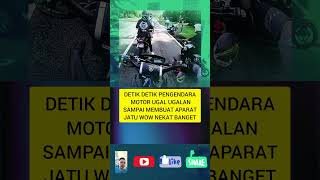 Detik2 pemotor ugal2lan sampai membuat aparat jatuh  pengendara oknumpolisi beritaterkinishorts [upl. by Tatman]