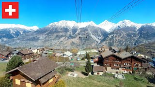 ★ 4K 🇨🇭Unterbäch  Raron cable car ride 042021 Wallis Switzerland [upl. by Raybin]