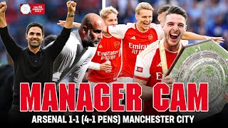 Manager Cam  Arteta v Guardiola  Arsenal 11 41 Pens Manchester City  FA Community Shield 2023 [upl. by Flemming]