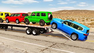 Flatbed Truck Mcqueen  Transportation with Truck  Pothole vs Car 206  BeamNGDrive [upl. by Amelie818]