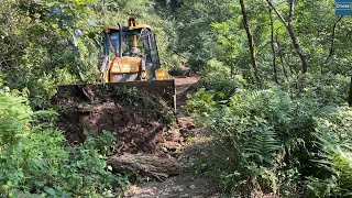 Making Mountain New RoadPart 1after Cleaning the Untrodden Road with JCB Backhoe [upl. by Bloch]