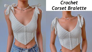 Crochet Corset Bralette Tutorial  Crochet Corset Top  Chenda DIY [upl. by Dessma76]