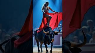 bullfighting this crazy bull tries to throw a girl on Americas Got Talent [upl. by Inttirb]