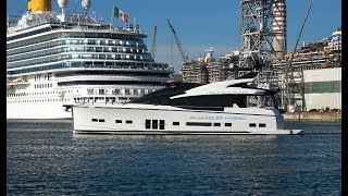 4K  Hybrid Powered Yacht ADLER SUPREMA  First in it´s class  Arrived at Monfalcone  Italy [upl. by Dasya]