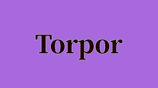 Torpor Pronunciation and Meaning [upl. by Stacie855]