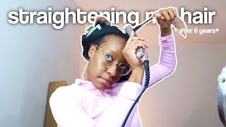 i straightened my 4C hair for the first time in 6 YEARS 😱  vlog [upl. by Ihsir]