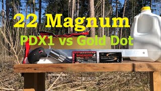 22 Magnum Denim amp Ballistic Gel Test Shoot Speer Gold Dot v Winchester PDX1 40 gr  NAA Black Widow [upl. by Moses]