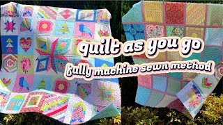 QUILT AS YOU GO Joining Our Stitch n Flip Blocks With my Easy Fully Machine Sewn QAYG Method [upl. by Adiel]