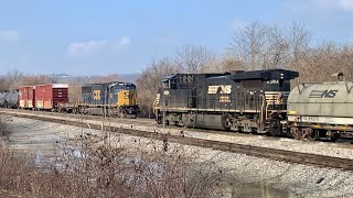 Trains Passing At Mill Creek Bridge Train Knocks Down BampO Signal amp Driving Up Canal Ridge In Mud [upl. by Damicke]