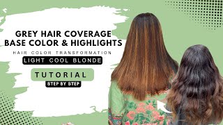 Light Cool Blonde Hair Highlights  Grey Hair Coverage  Step by Step  Salon Techniques [upl. by Jeana]