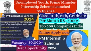 Prime Minister Internship Youths UnemployedVacancies80000 Best OpportunitiesTop 500 Companies [upl. by Josias640]