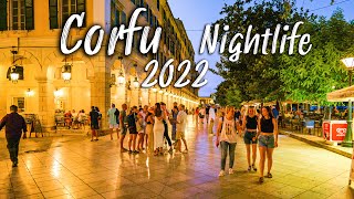 Corfu Greece nightlife of Corfu Kerkyra Its vibrant romantic and busy walking tour 4k [upl. by Ivon]