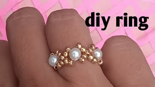 Diy seed beads ring  how to make ring at home [upl. by Ardnuhsor]