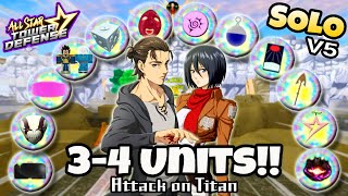 Solo World 2 Raids Marathon V5 AOT Eren amp Mikasa 34 Units  All Star Tower Defense Roblox [upl. by Dicky]