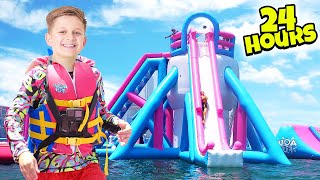 24 HOUR Extreme WATER TRAMPOLINE CHALLENGE [upl. by Pamelina]