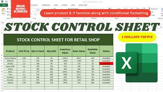 Stock Control Sheet In Excel  Inventory Management  Inventory Control Sheet In Excel [upl. by Ytsirhc]