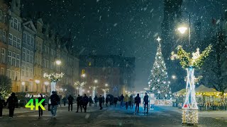 Snowy Christmas in Gdansk Poland I Walking Tour 4k [upl. by Eta]