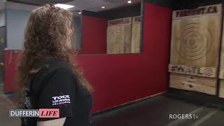 Dufferin Life  Learn about Axe Throwing  Rogers tv  Rogers tv [upl. by Shatzer]