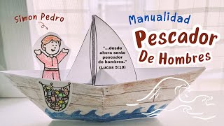 MANUALIDAD PARA NIÑOS BARQUITO PESCADORES DE HOMBRES PESCA MILAGROSA LUCAS 5🐠⛵️ [upl. by Siuluj]