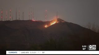 Fire breaks out near radio and TV towers on South Mountain [upl. by Earesed273]