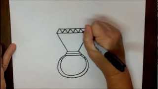 How to Draw a Diamond Ring Step by Step Cartoon Beginning Drawing Tutorial [upl. by Josie]