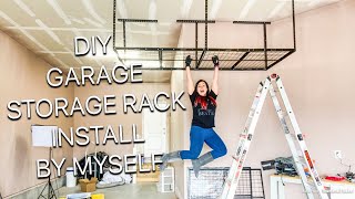 OVERHEAD STORAGE RACK DIY  FLEXIMOUNT RACK INSTALL AND REVIEW [upl. by Elletsirhc]