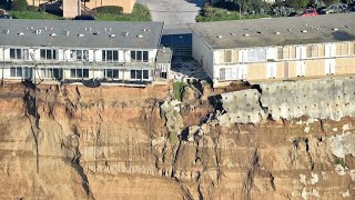 WATCH Pacifica Coastal Erosion Caught on Drone Video [upl. by Eittod933]