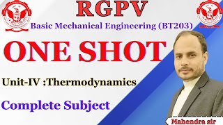 RGPV Unit4 ONE SHOT I Thermodynamics I Basic Mechanical Engineering I Gateway Classes [upl. by Nezam]