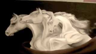 Horse statues  speed painting  oil paint on canvas [upl. by Tabbi]