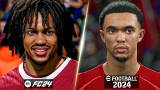 EA FC 24 vs eFootball 2024  Liverpool FC Player Faces Comparison Salah Arnold Jota etc [upl. by Knut]