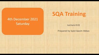 SQA Online Training Lecture  01  SQA basics  Quality Assurance  Process Models  Testing Reviews [upl. by Imre757]