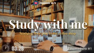 1HOUR STUDY WITH ME  Calm Piano 🎹 Background noises  Pomodoro 305 Studying in coffee shop [upl. by Wilhelmine]