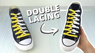 DOUBLE LACING SHOES TUTORIAL Easy Way [upl. by Beata121]