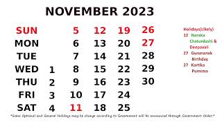 November Calendar 2023 [upl. by Farrar]