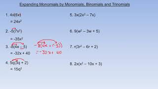 Expanding Monomials by Monomials Binomials and Trinomials [upl. by Malcah]